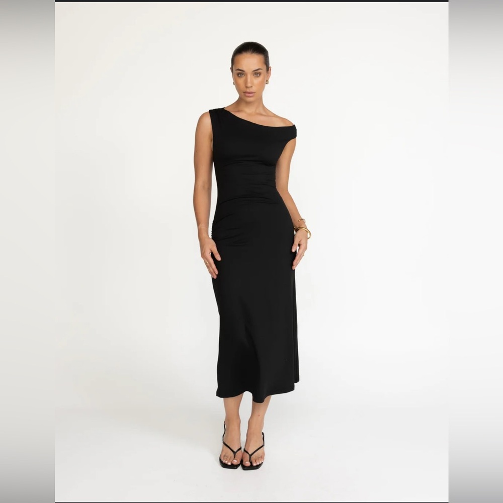 Charcoal Black Lulu Midi Dress